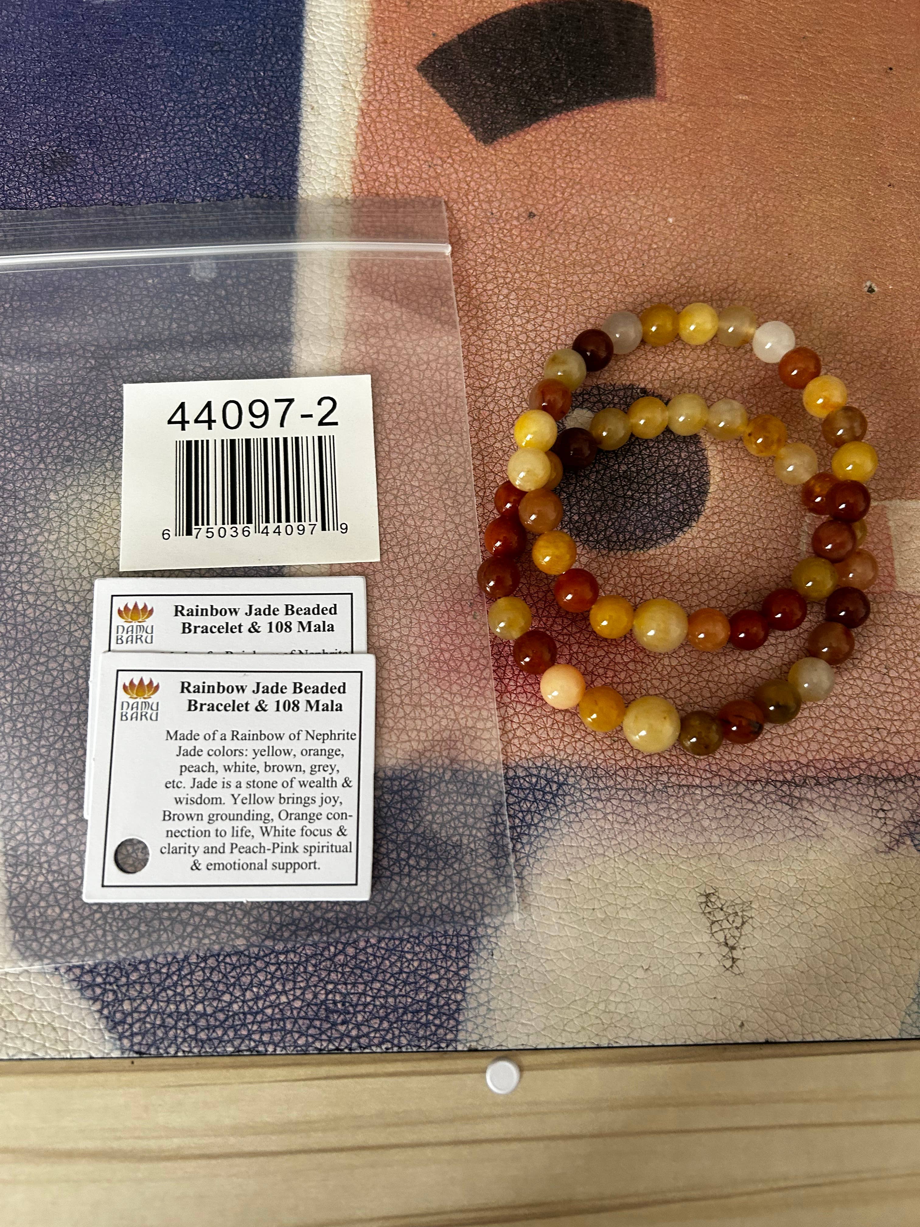 8mm Rainbow Jade Beaded Bracelet - Long Wrist Mala for Meditation, Yoga & Spiritual Healing | Handmade Stretch Beads for Women