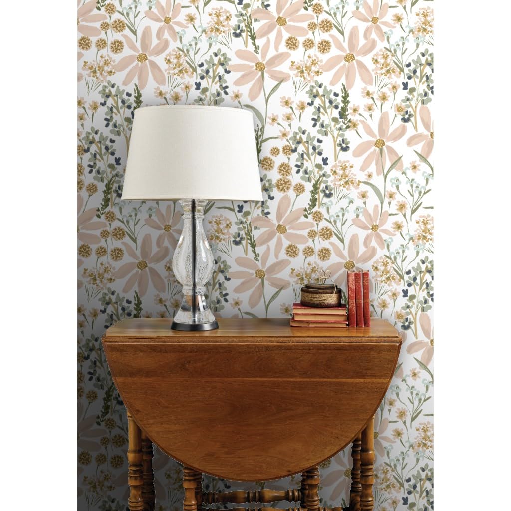 Premium Commercial Grade Wallpaper Roll 27ft x 2ft - Daisy Dreams Country Floral Pattern, Spring Summer Decor, Traditional Large-Scale Wallpaper by Spoonflower | Perfect for Bedrooms, Living Rooms, Nurseries & Home Office Decor