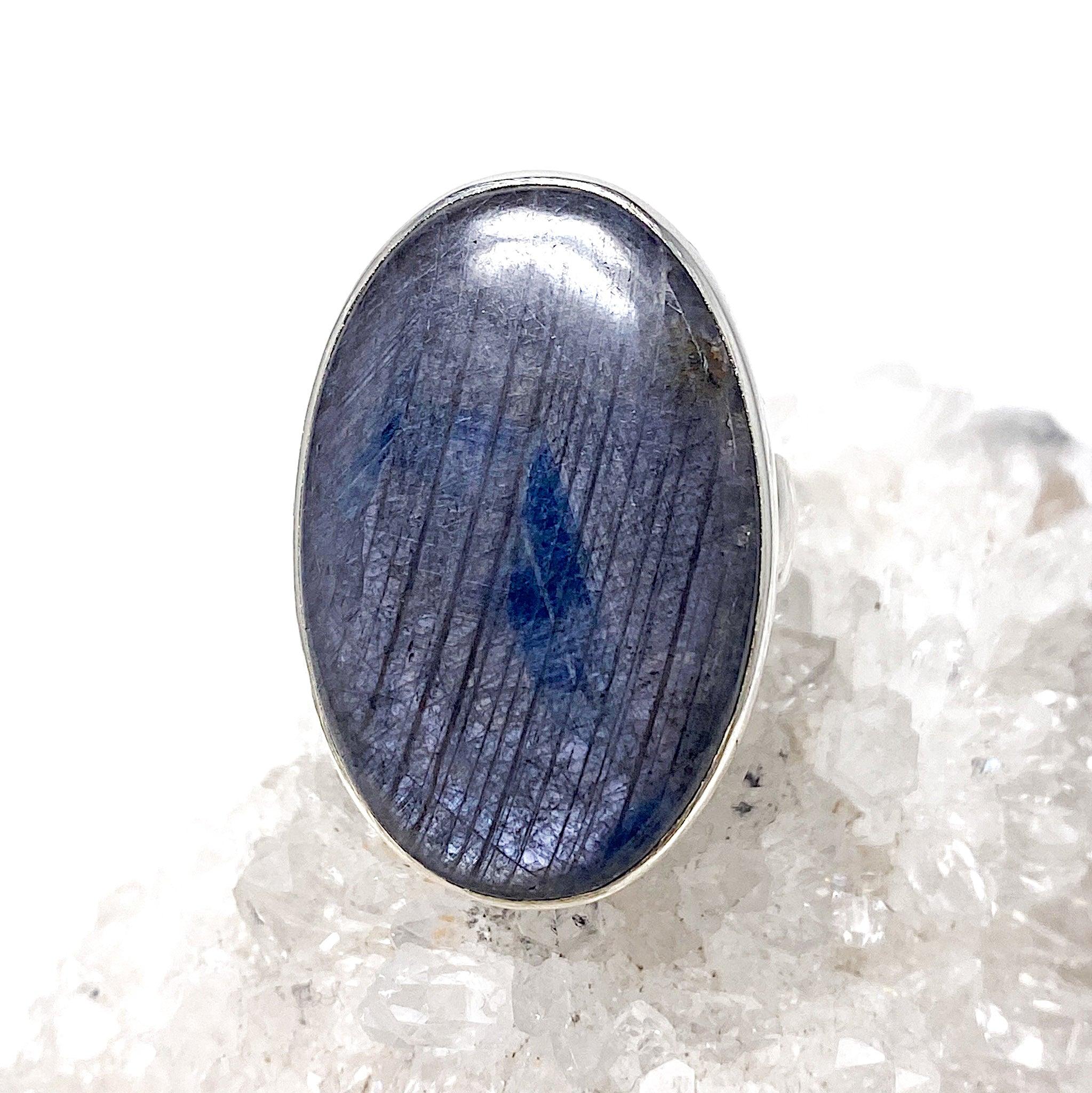 Natural Blue Sapphire Cabochon Oval Ring - Size 10 - KRGJ1615 - Elegant Jewelry for Weddings, Anniversaries & Special Occasions