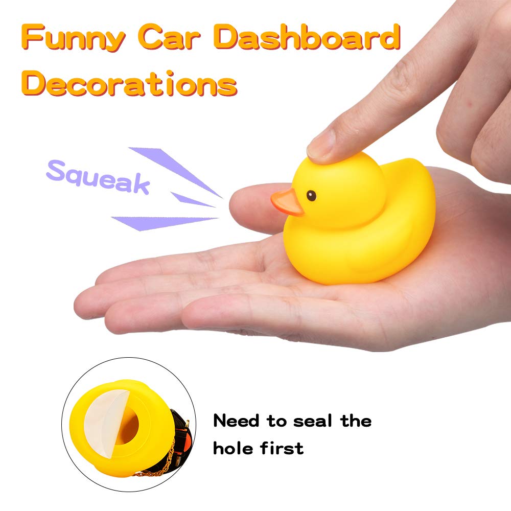 Wonuu Rubber Duck Toy Car Decor - Yellow Dashboard Duck with Cool Glasses & Helmet for Car Accessories