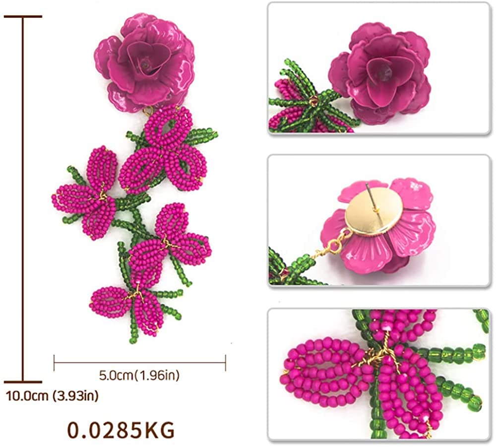 Colorful Maple Drop Floral Dangle Earrings - Large Petal Flower Jewelry for Women | Perfect for Weddings, Parties & Everyday Fashion