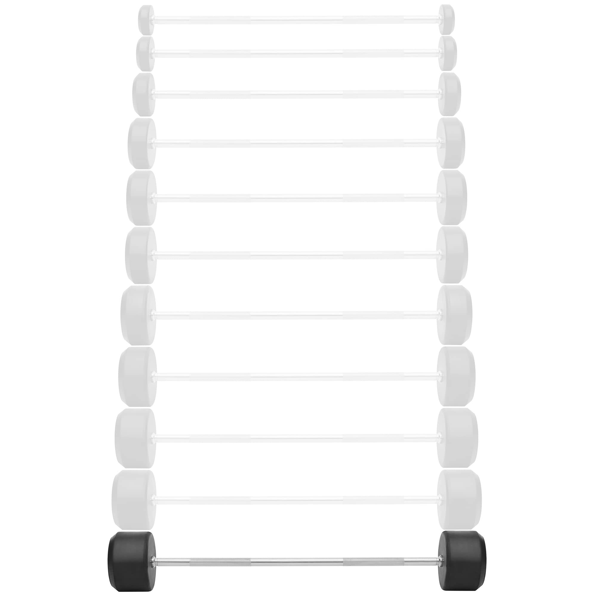 Philosophy Gym Rubber Fixed Barbell - Pre-Loaded Weight Straight Bar for Strength Training, Weightlifting & CrossFit | Perfect for Home Gym, Powerlifting & Functional Fitness Workouts