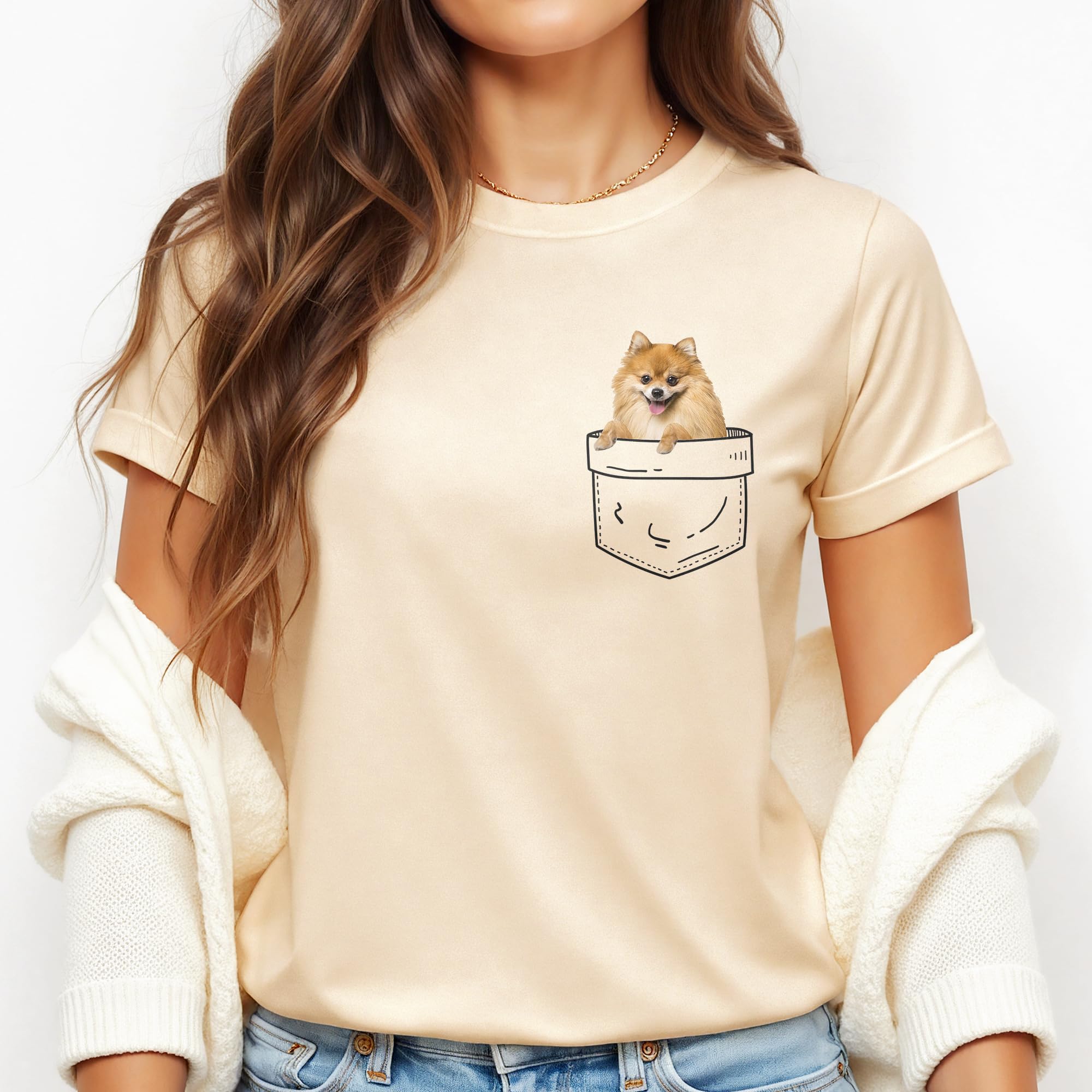 Pomeranian Shirt - Cute Dog Mom Gift - Soft Unisex Tee with Pocket Design - Perfect for Pomeranian Lovers & Dog Owners - Great for Casual Wear, Gifts, and Dog-Themed Events