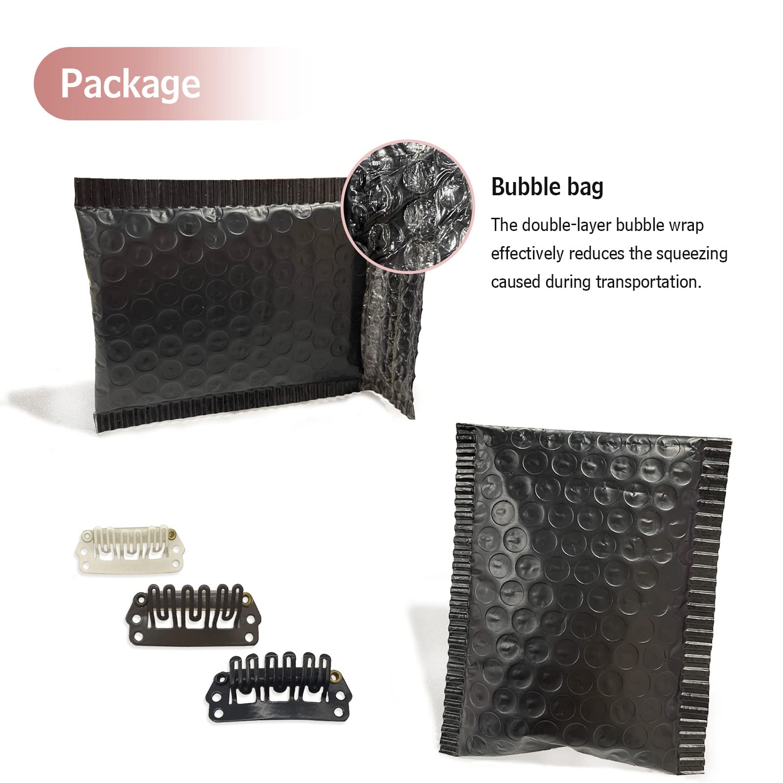 DOORES 2 Pack U-Shape Metal Snap Hair Clips for Extensions - 6 Teeth, 30mm, 1.2g Each - Soft Rubber Dark Brown Hair Extension Clips for Secure Hold | Perfect for Weaves, Wigs & Styling