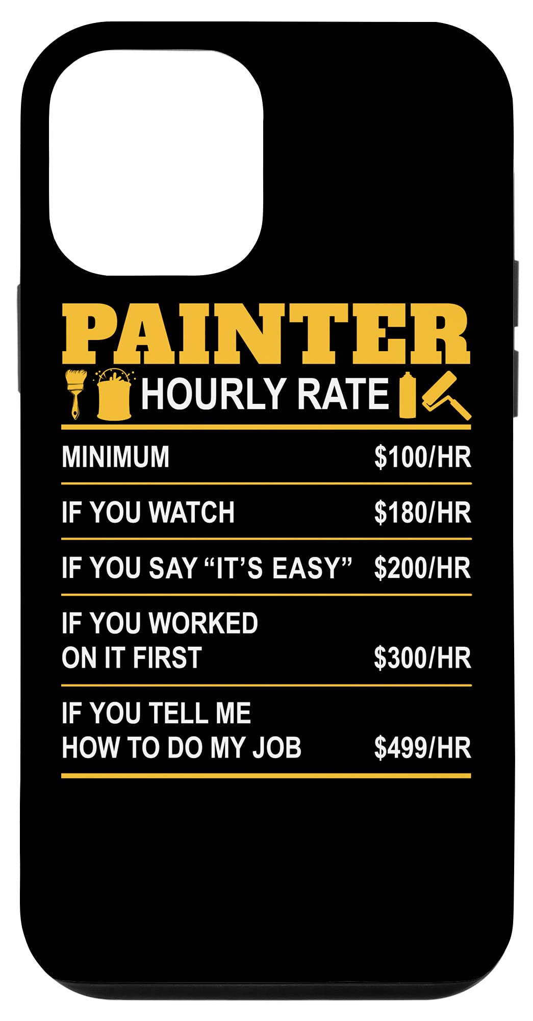 iPhone 12 Mini Case - Funny Painter Hourly Rate Design - Protective Cover for iPhone 12 Mini - Perfect for Artists, Painters & Creative Professionals