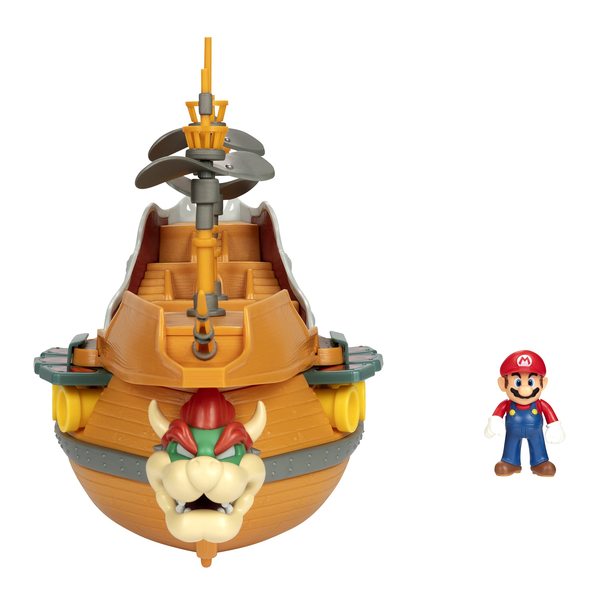 Super Mario Deluxe Playset - Bowser's Airship Toy for Kids | Nintendo Licensed Action Figure Playset | Perfect for Birthday Gifts & Mario Themed Parties