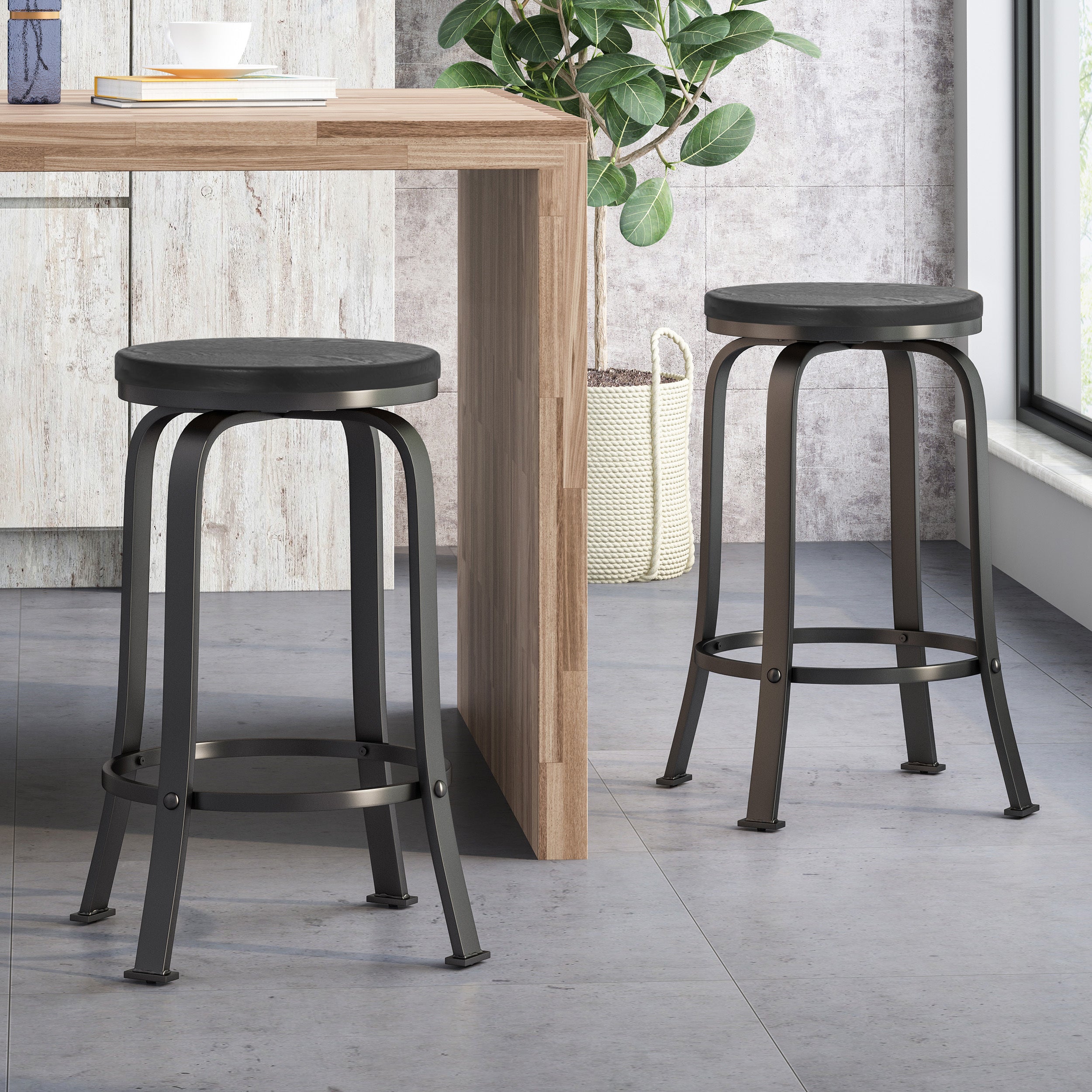 2-Piece Counter Stool Set - Modern Bar Stools for Kitchen Island, Breakfast Bar & Dining - Adjustable Height & Comfortable Seating