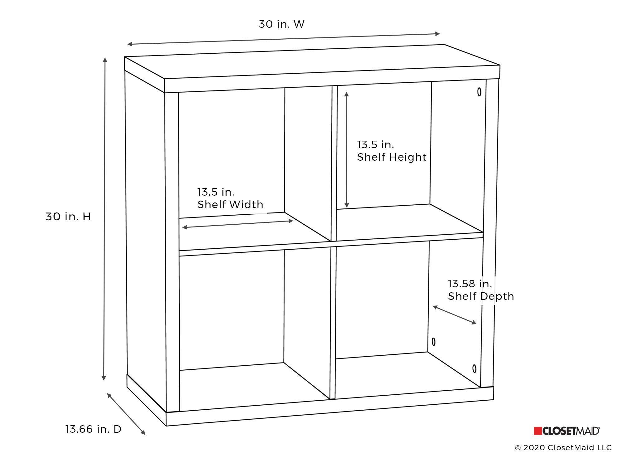 ClosetMaid 4-Cube Storage Organizer Shelf with Back Panel - Easy Assembly Wooden Bookshelf in Weathered Gray for Bedroom, Living Room & Office Organization
