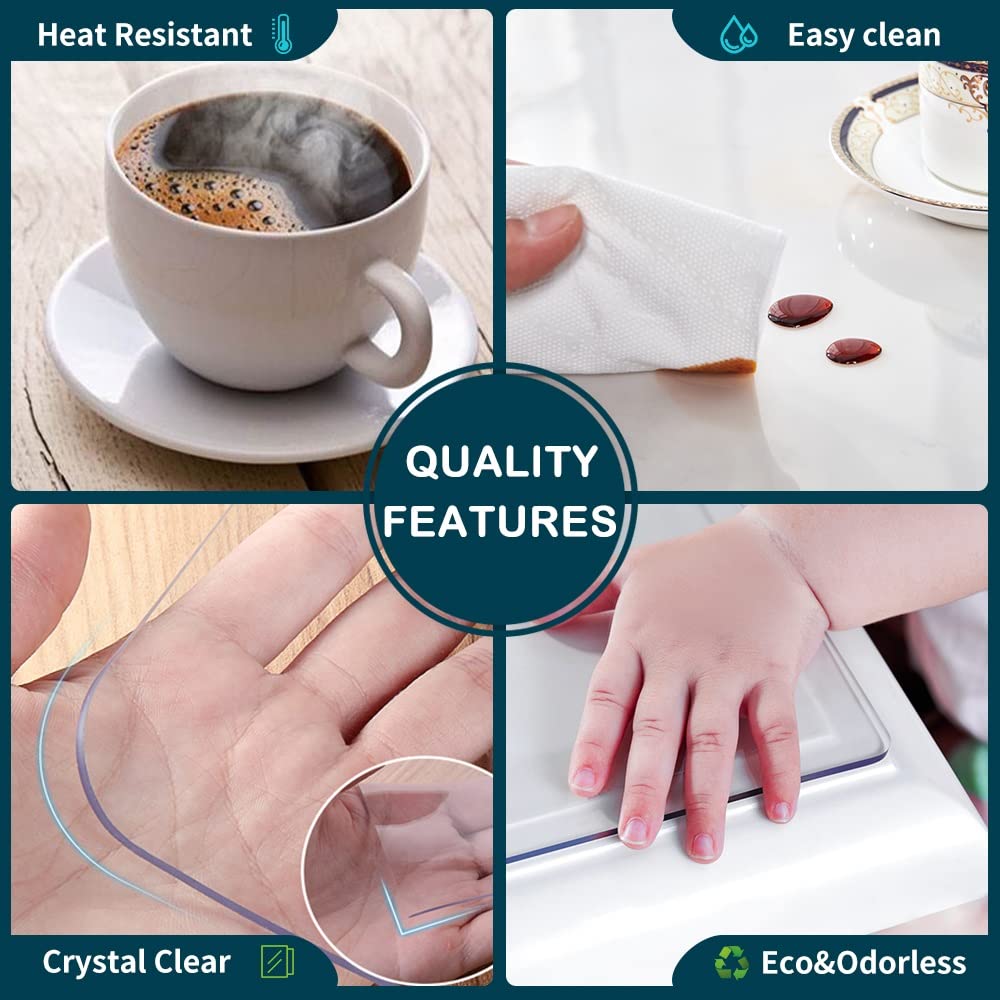 Clear PVC Office Desk Blotter Pad - 24x48 Inch Large Writing Mat, Waterproof Table Protector for Laptop, Computer, Keyboard & Mouse | Durable Vinyl Workstation Cover for Home & Office Use | Ideal for Meetings, Study & Workspace Organization