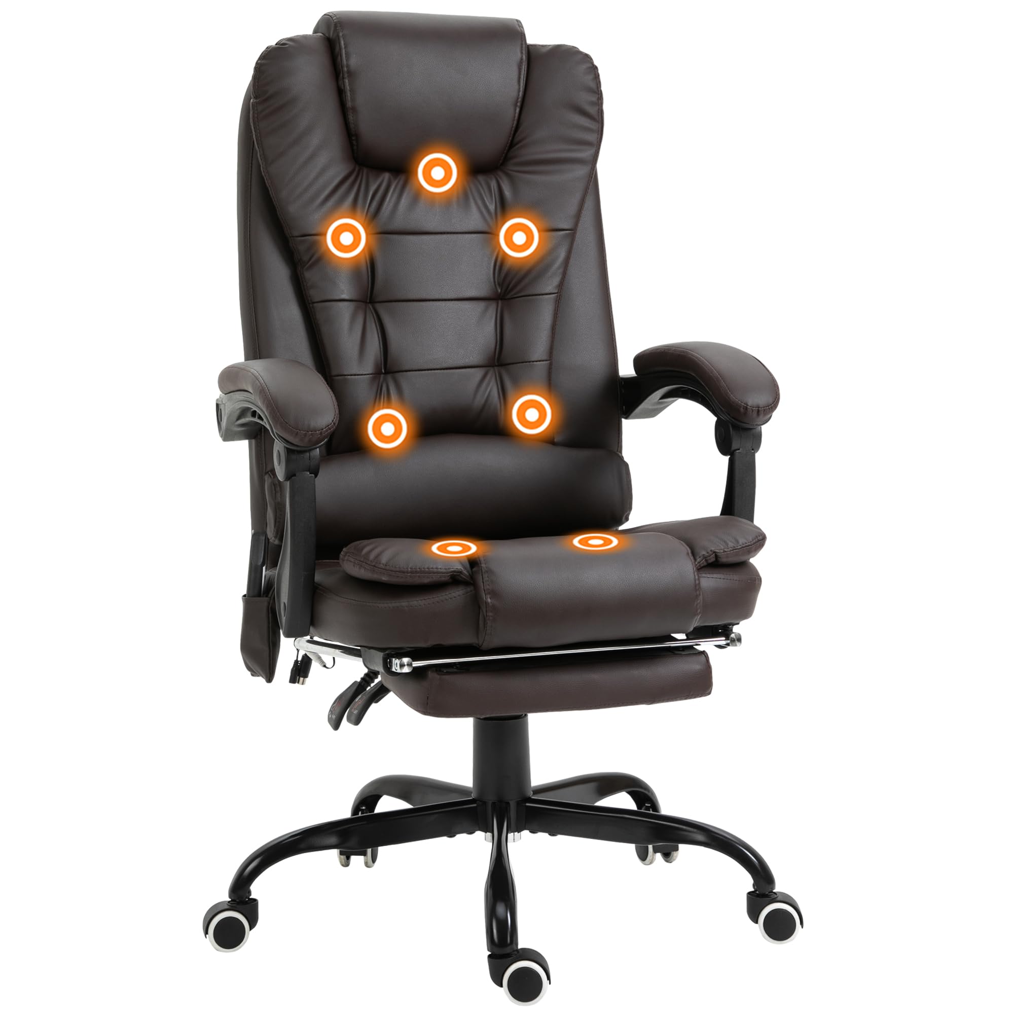 Vinsetto 7-Point Vibrating Massage Office Chair - High Back Executive Recliner with Lumbar Support & Footrest - Adjustable Height Ergonomic Chair for Home & Office - Perfect for Work, Gaming & Relaxation (Brown)