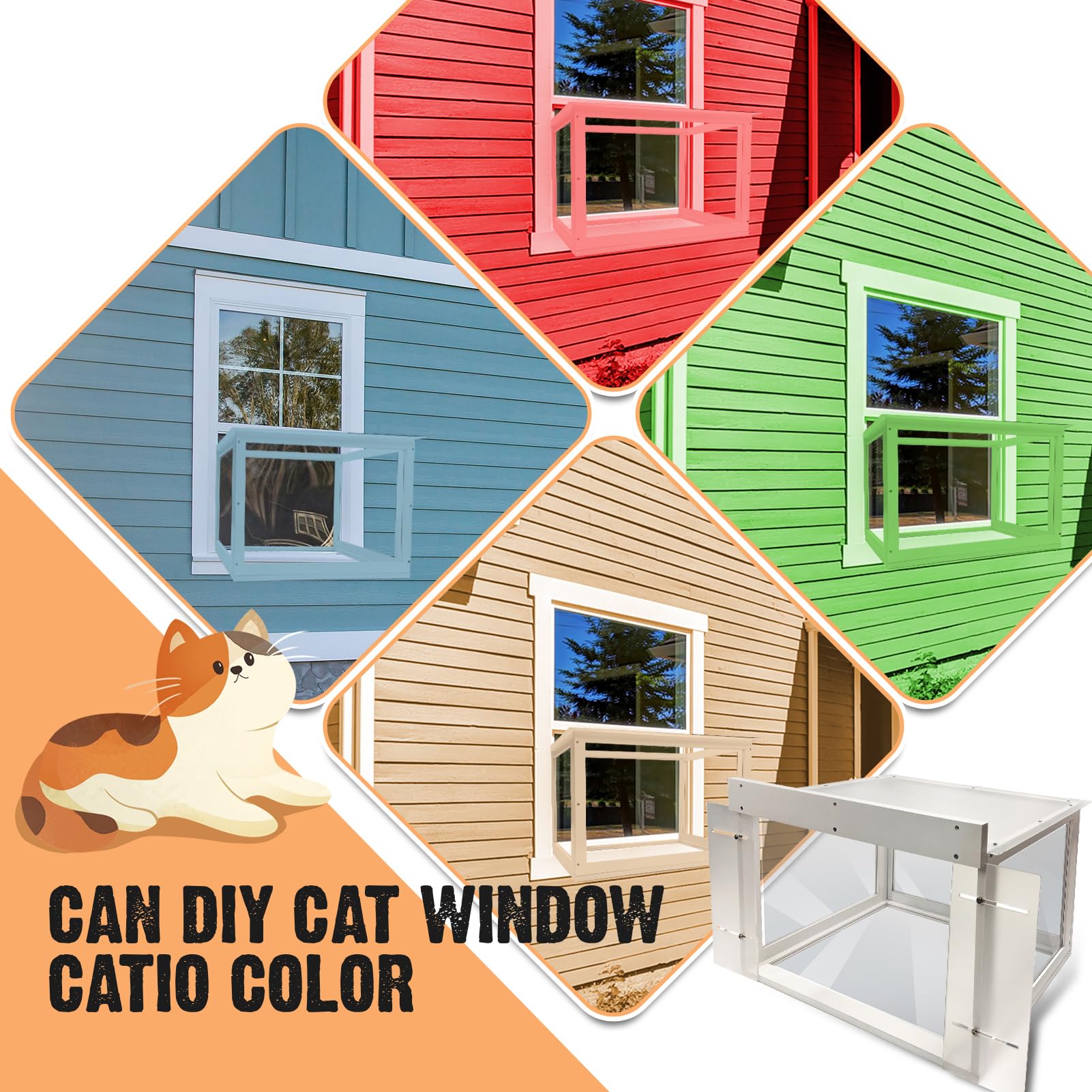 Acrylic Cat Window Catio - Outdoor Cat Enclosure with Wooden Frame & Waterproof Clear Roof - Perfect for Sunbathing, Napping & Bird Watching - Indoor/Outdoor Cat Window Perch for Safe Outdoor Enjoyment - Ideal for Apartments, Balconies & Backyards