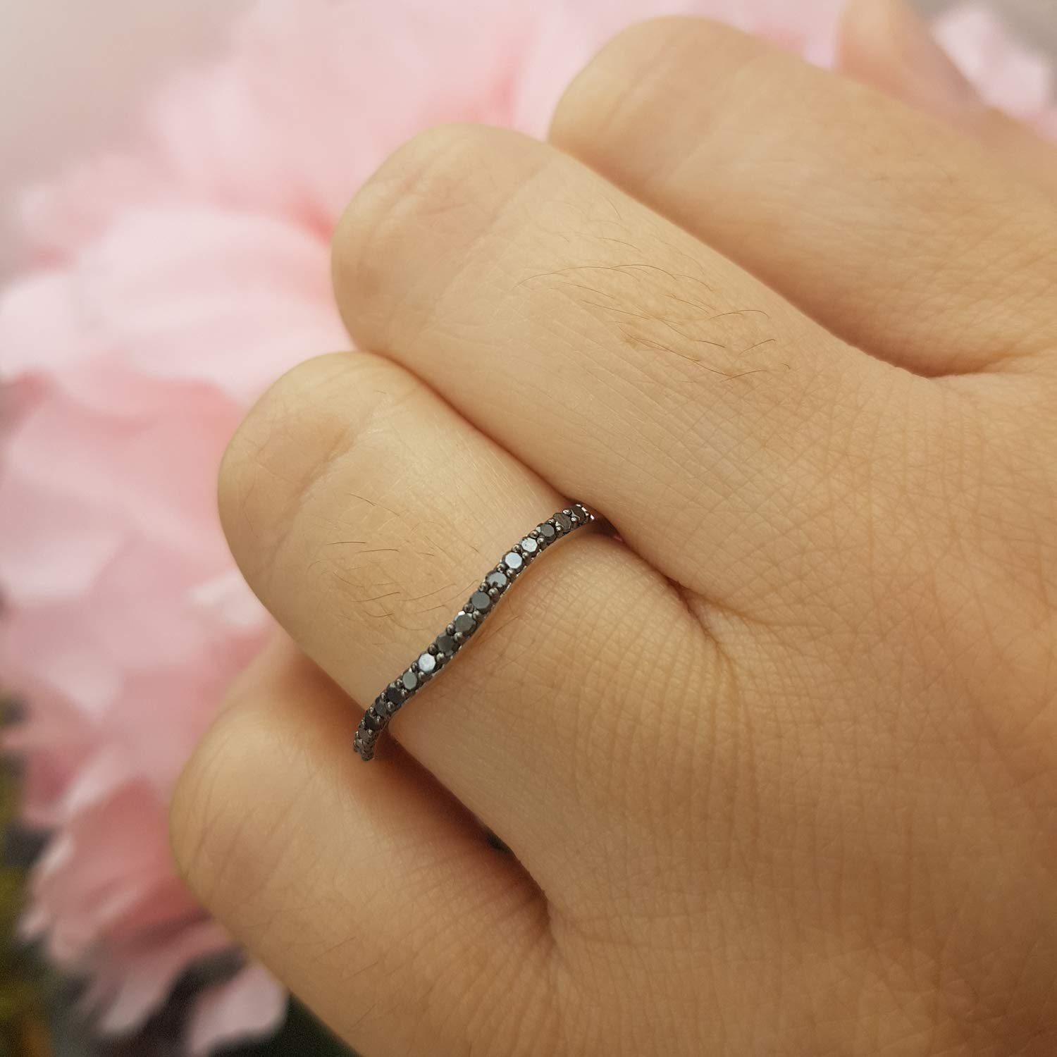 Dazzlingrock Collection 0.25 Carat (ctw) 14K White Gold Round Black Diamond Wedding Band Ring - Size 5.5 UK - Anniversary, Engagement & Bridal Jewelry Gift for Women - Perfect for Special Occasions & Everyday Elegance