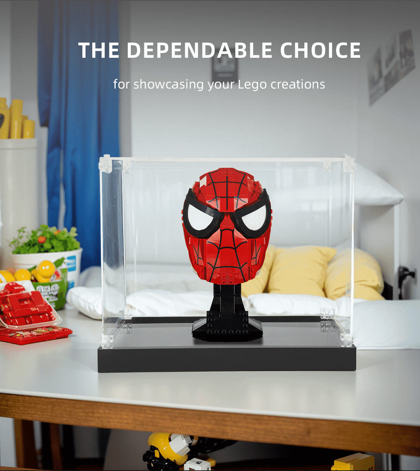 Lego Marvel Spider-Man's Mask 76285 Display Case - Clear Acrylic Showcase for Collectible Lego Sets - Perfect for Home Decor, Office Display & Gift Giving