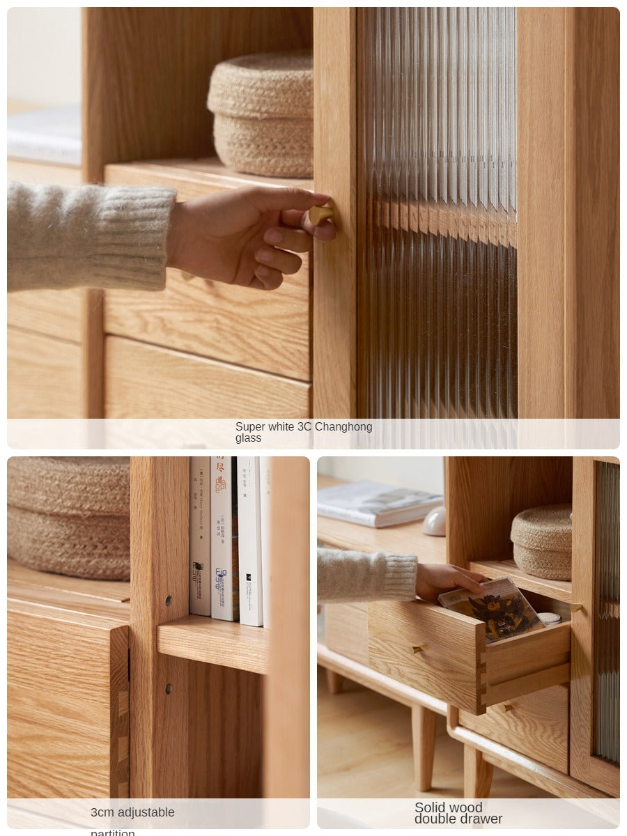 Solid Oak Wood Side Cabinet - Rustic Home Storage for Living Room, Bedroom & Entryway - Perfect for Organizing Books, Decor & Essentials