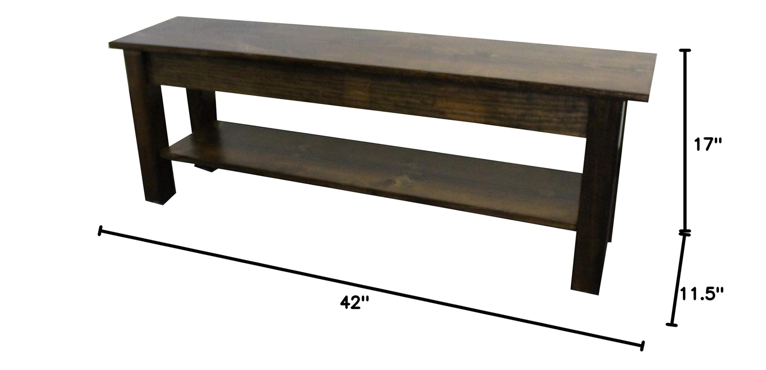Yukon 42-Inch Wooden Bench with Storage Shelf - Perfect for Entryway, Living Room, or Bedroom Organization
