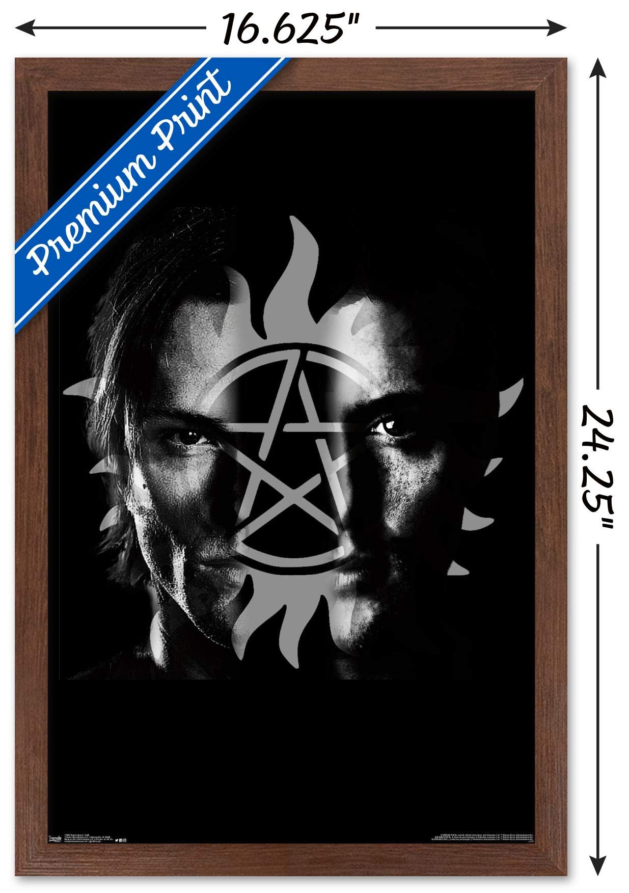 Supernatural TV Show Split Wall Poster - 14.725 x 22.375 Inches Mahogany Framed Art Print - Perfect for Living Room, Bedroom Decor & Gift for Fans