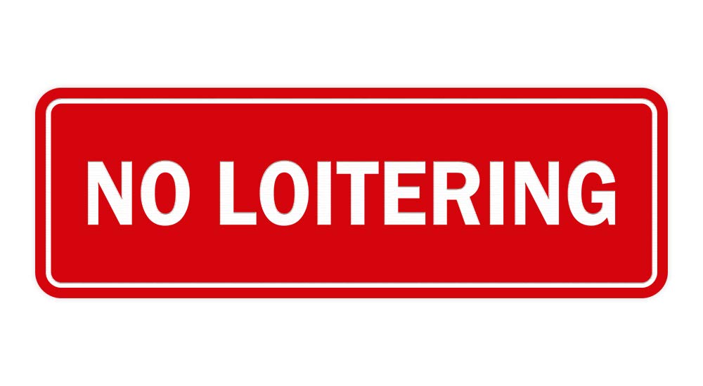 ByLITA Standard No Loitering Sign (Red) - Large Durable Metal Warning Sign for Business, Warehouse & Public Areas