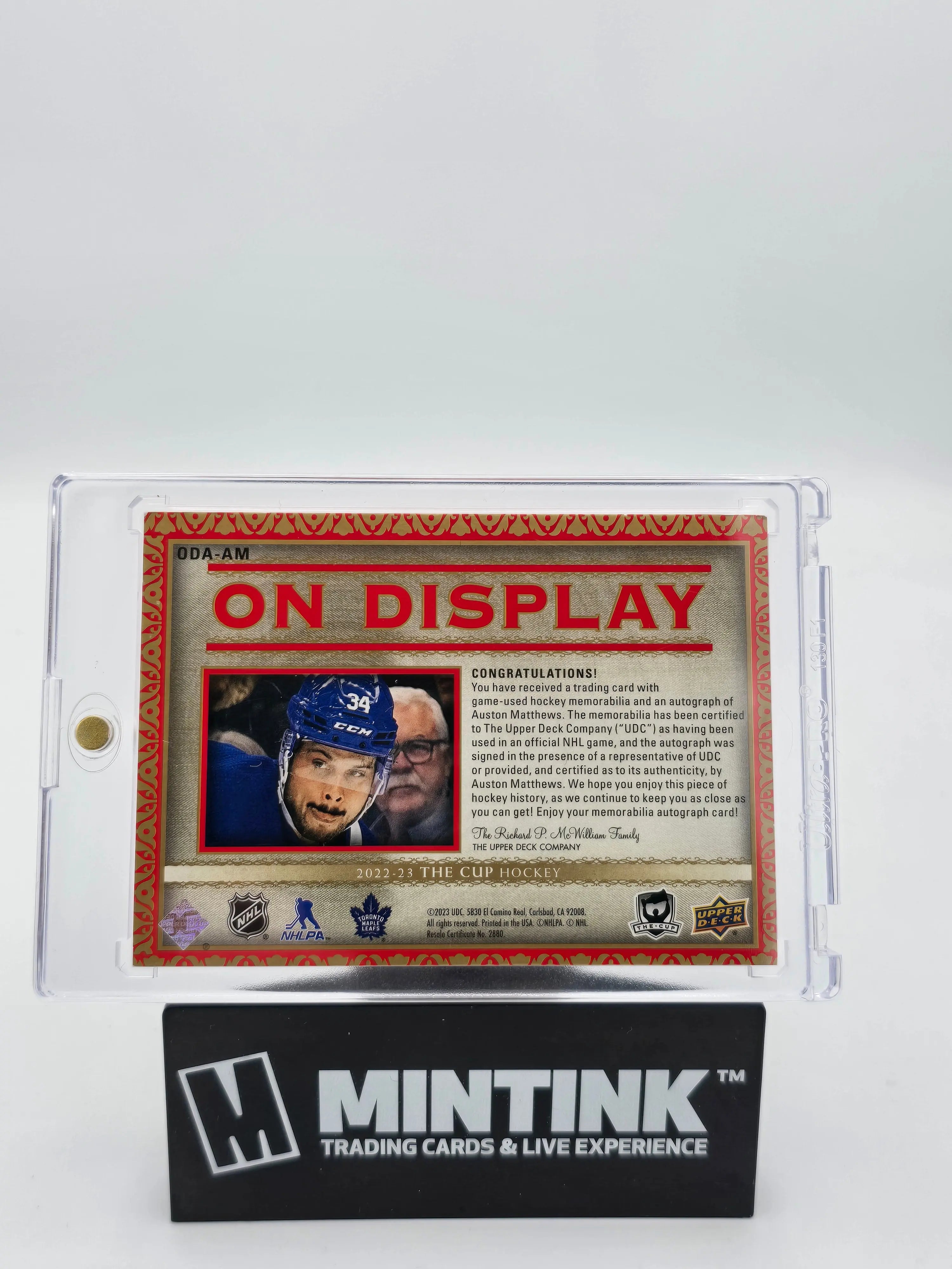 2022-23 Upper Deck The Cup Auston Matthews On Display Jumbo Patch Auto /25 Hockey Card - Rare Collectible for NHL Fans & Sports Memorabilia Enthusiasts - Perfect for Display Cases, Trading, and Investment Collections