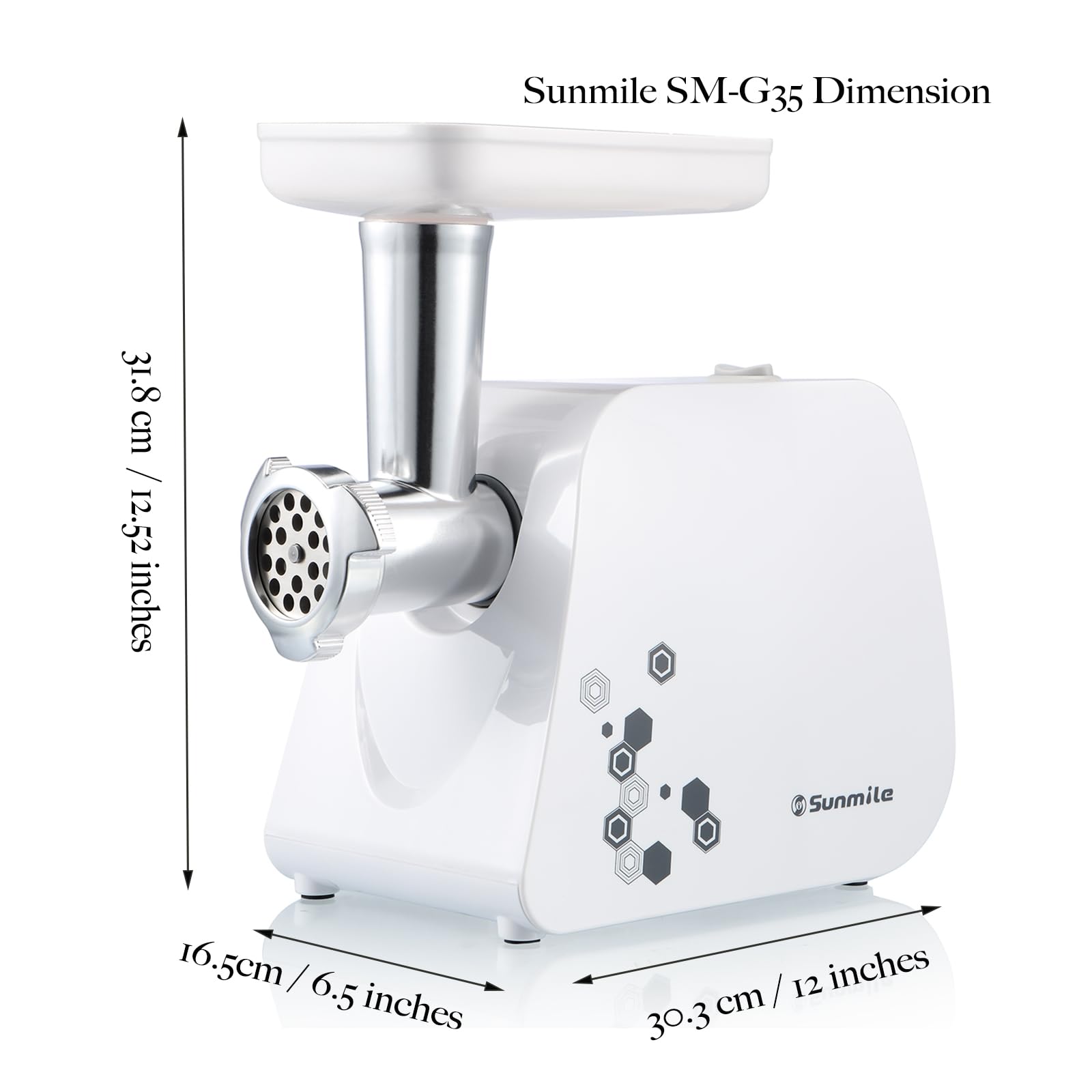 Sunmile 1HP 1000W Electric Meat Grinder & Sausage Stuffer - Heavy Duty Stainless Steel with 3 Grinding Plates & Sausage Attachment - Perfect for Home Kitchen, Butcher Shop & BBQ Party