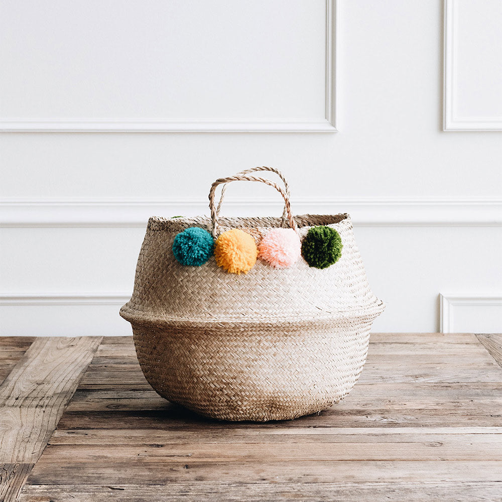 Ernie Pom Pom Belly Basket - Soft and Cozy Pet Bed for Small Dogs and Cats - Perfect for Home, Office, and Travel Use