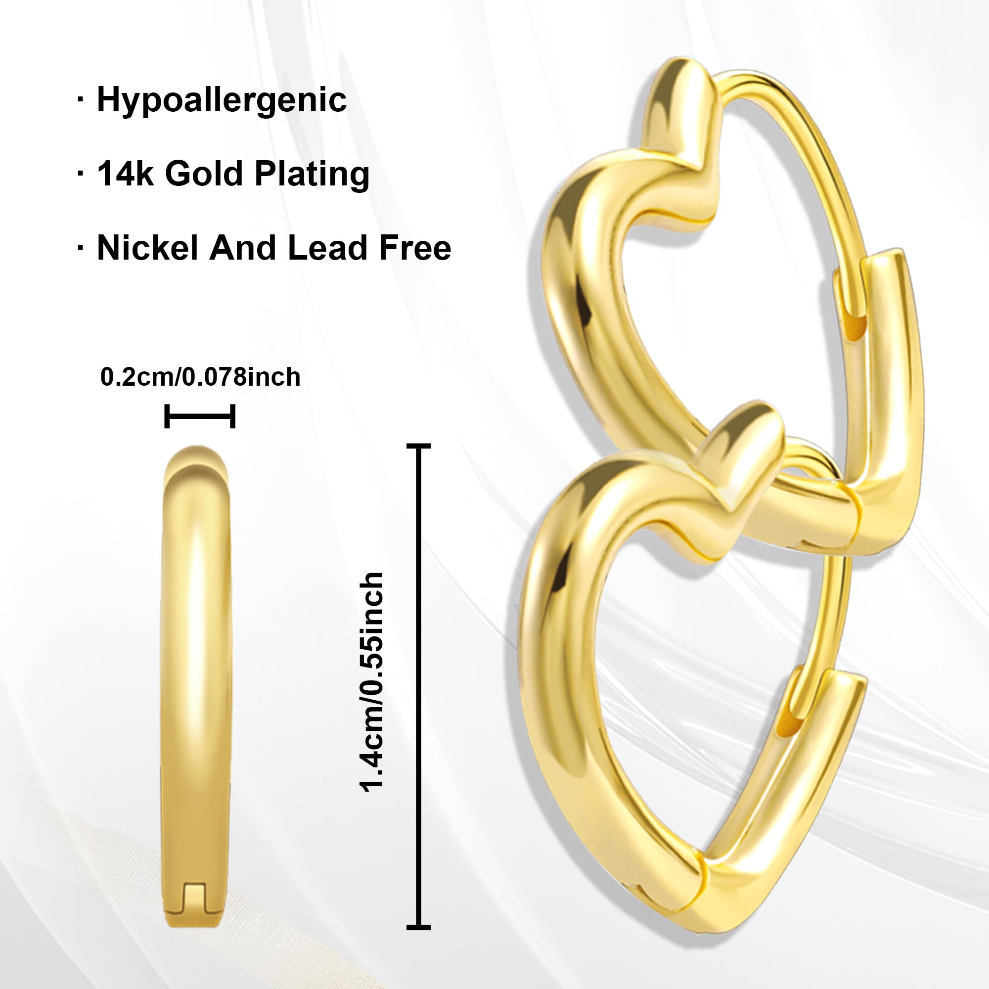 925 Sterling Silver Heart Hoop Earrings for Women & Girls - Hypoallergenic Small Heart Shaped Huggie Hoop Earrings - Cartilage Earrings for Daily Wear, Jewelry Gifts & Special Occasions