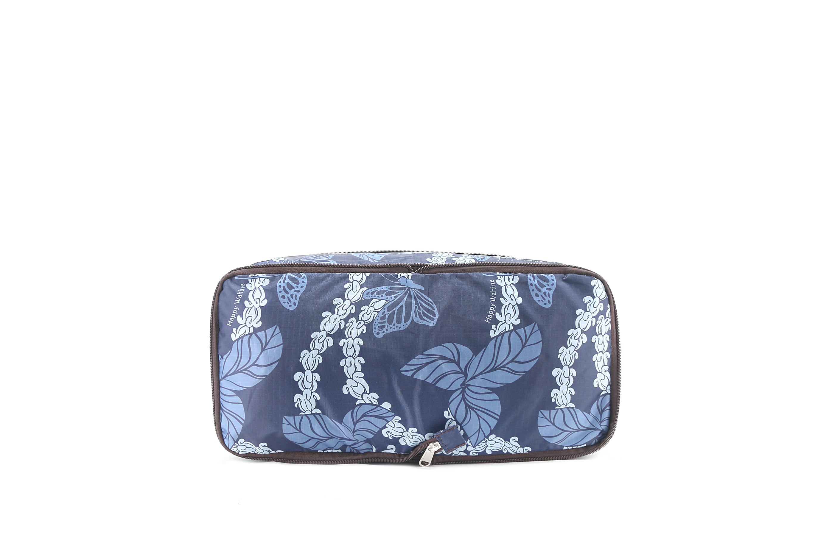 Foldable Duffle Bag for Travel & Gym - Waterproof Carry On Luggage with Shoulder Strap - Sophie Butterfly Lei Navy Design - Perfect for Weekend Getaways, Sports & Business Trips