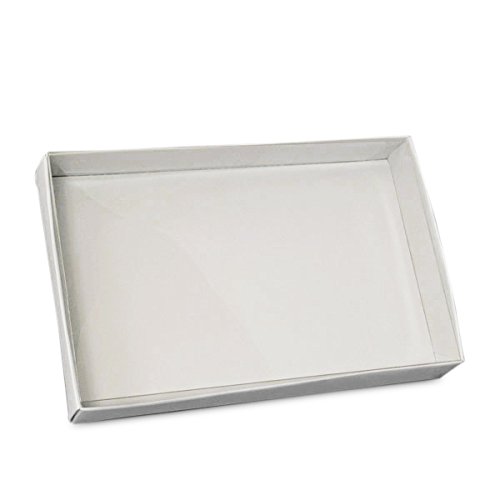 100 Pack Light Silver Folding Jewelry Boxes with Clear Lid - 5.5 Inch Wide | Perfect for Earrings, Rings & Necklace Storage | Organize & Display Jewelry at Home or Retail Store