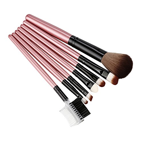 Premium 7-Piece Makeup Brush Set - Synthetic Foundation, Contour, Concealer & Eyeshadow Brushes with Purple Conical Handle (Pink01) | Perfect for Professional Makeup Artists & Beginners for Flawless Daily & Special Occasion Looks