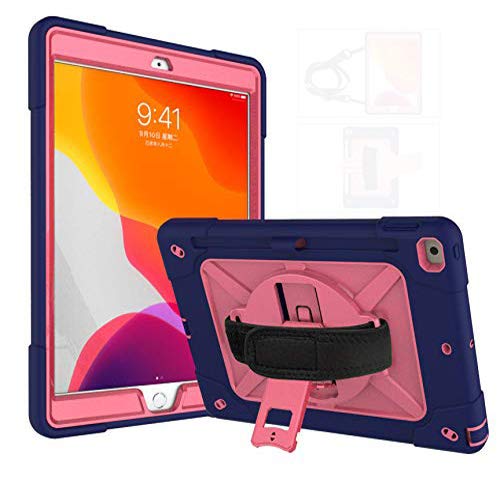 **UZER Heavy Duty Shockproof iPad 10.2 Case (7th Gen 2019) - Rugged 3-Layer Armor Protection, Anti-Slip Kickstand, Pencil Holder & Shoulder Strap - Perfect for Travel, Work & Outdoor Activities**