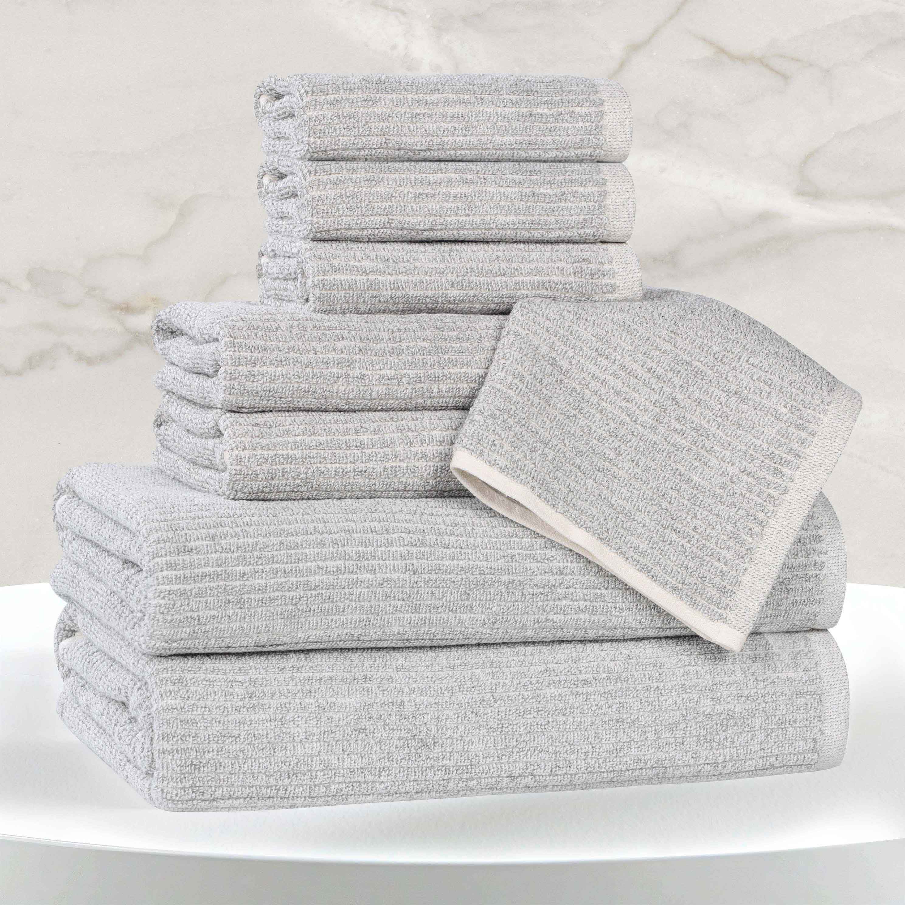 Premium 8-Piece Cotton Blend Ribbed Towel Set - Soft, Absorbent & Durable Bath Towels for Spa, Gym, and Luxury Home Use