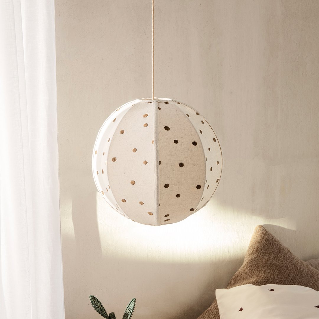 Handmade Embroidered Dots Textile Lampshade - Boho Chic Home Decor for Bedroom, Living Room & Nursery Lighting