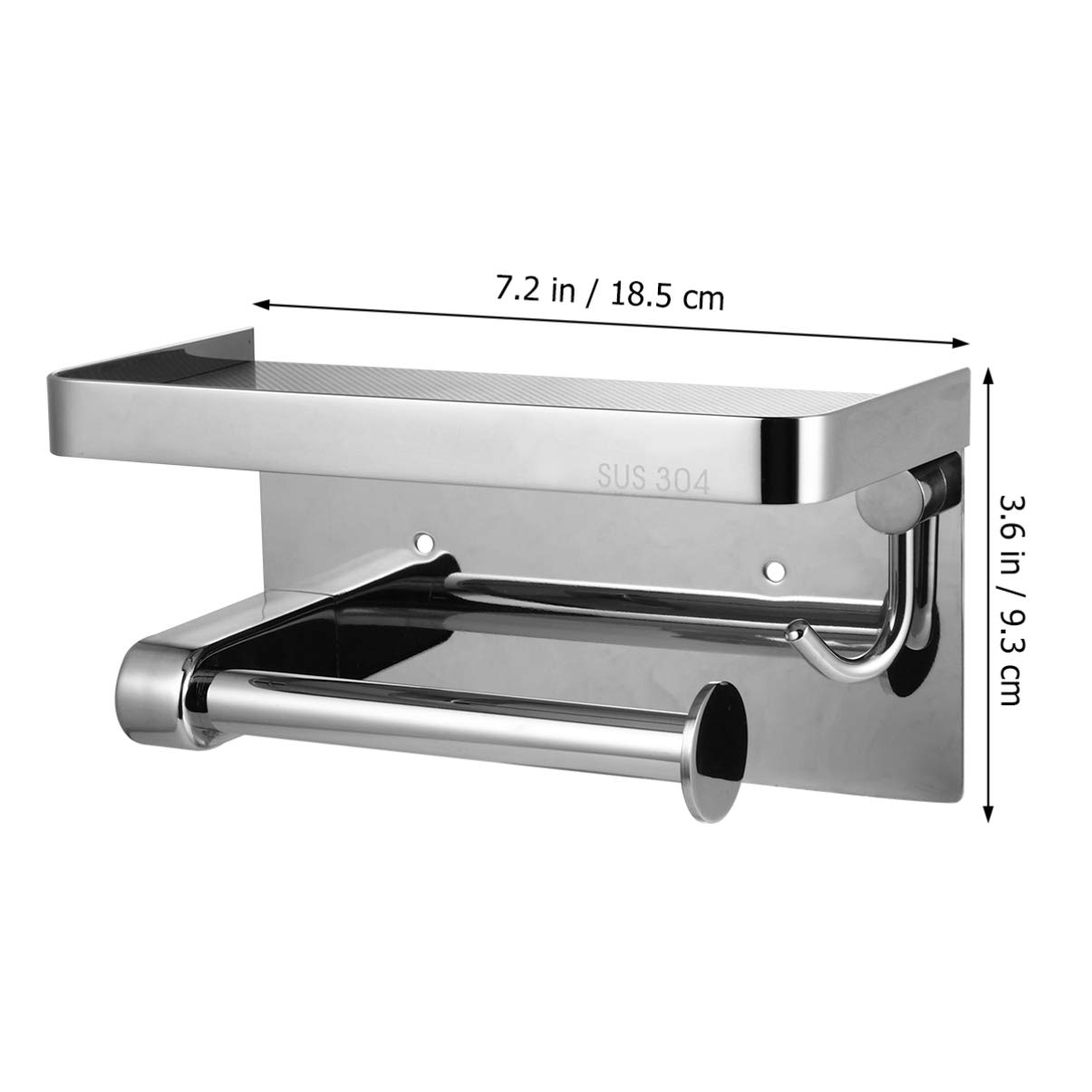 Stainless Steel Wall-Mounted Paper Towel Holder & Bathroom Organizer - Multi-Purpose Tissue Dispenser, Phone Shelf & Keychain Rack for Kitchen, Bathroom & Office Organization