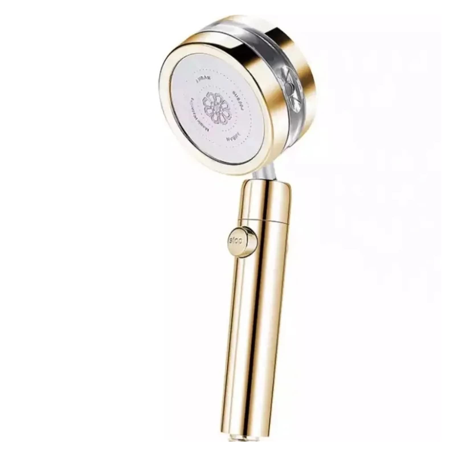 **WLFDP 3 Inch Gold Shower Head - Adjustable 360° Rotating Dual-Sided Turbocharged Handheld Shower with On/Off Switch - Perfect for Bathroom, Spa, and Relaxing Showers**