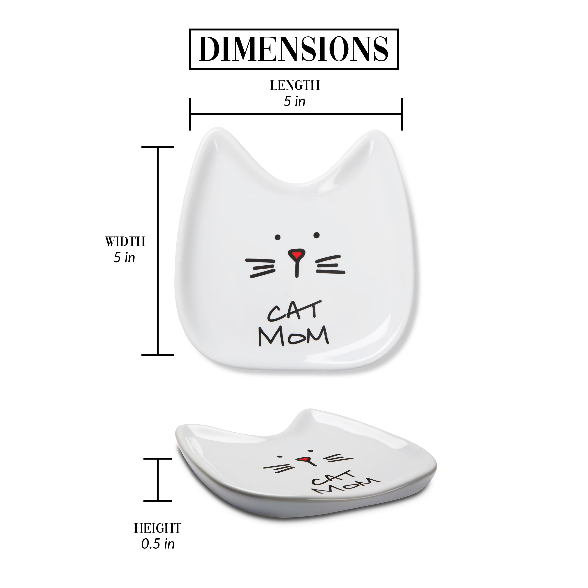 Blobby Cat Spoon Rest - 5 Inch White Ceramic Cat Mom Gift for Kitchen & Dining | Perfect for Cat Lovers, Tea Time & Cozy Home Decor
