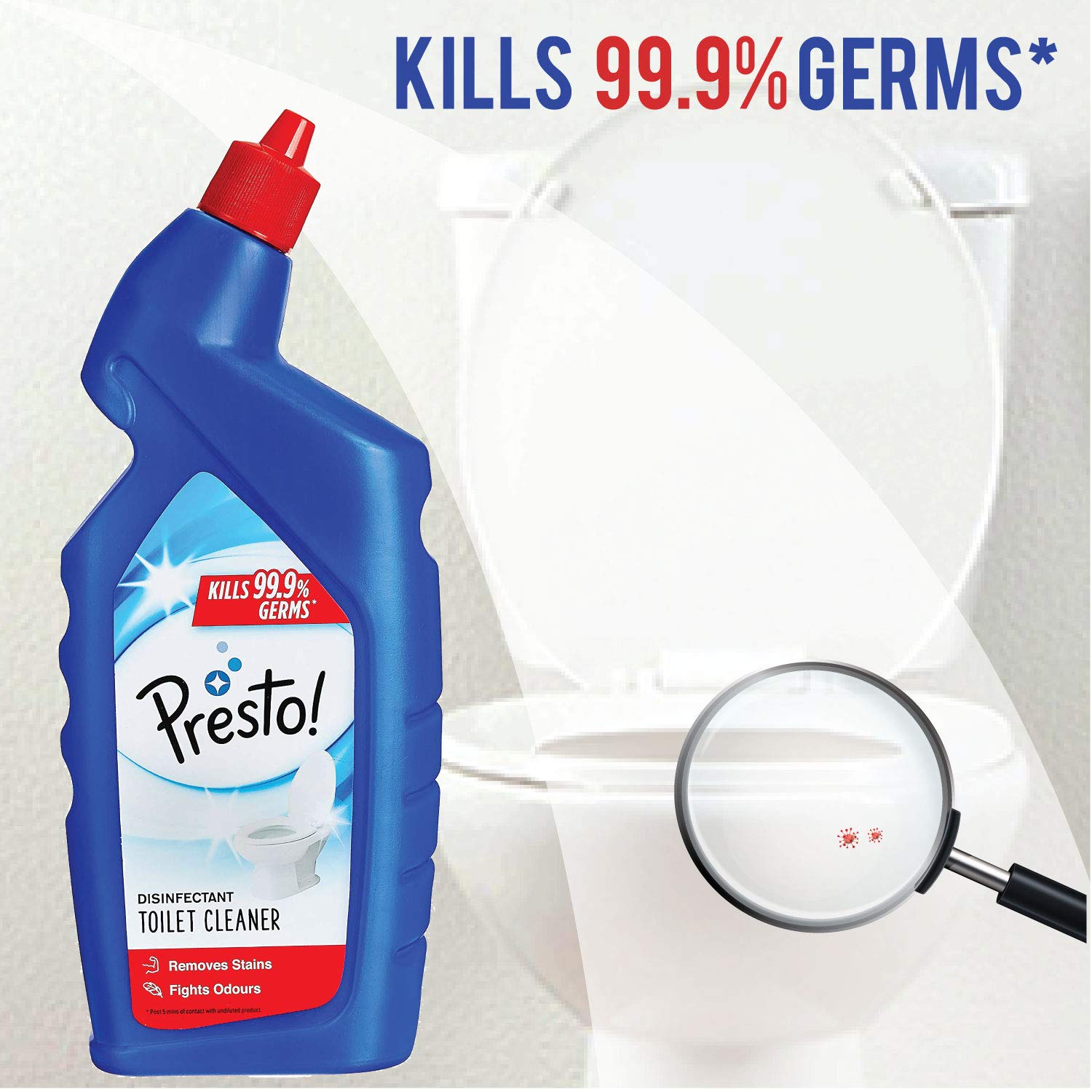 Presto! Original Disinfectant Toilet Cleaner - 2 Liter (1L x 2 Packs) | Kills 99.9% Germs & Bacteria | Removes Tough Stains | Long-Lasting Freshness | Ideal for Bathrooms, Kitchens & Household Cleaning