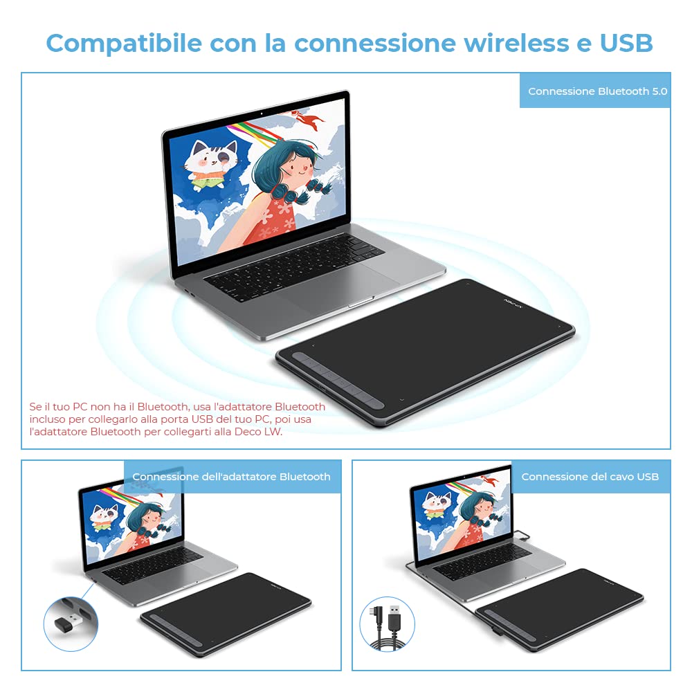 XP-PEN Deco LW Bluetooth Drawing Tablet 10