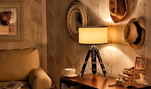 NAUTICALMART Wooden Tripod Table Lamp Stand - Modern Designer Lighting for Living Room, Bedroom & Office Decor - Perfect for Reading, Ambient Lighting & Home Styling
