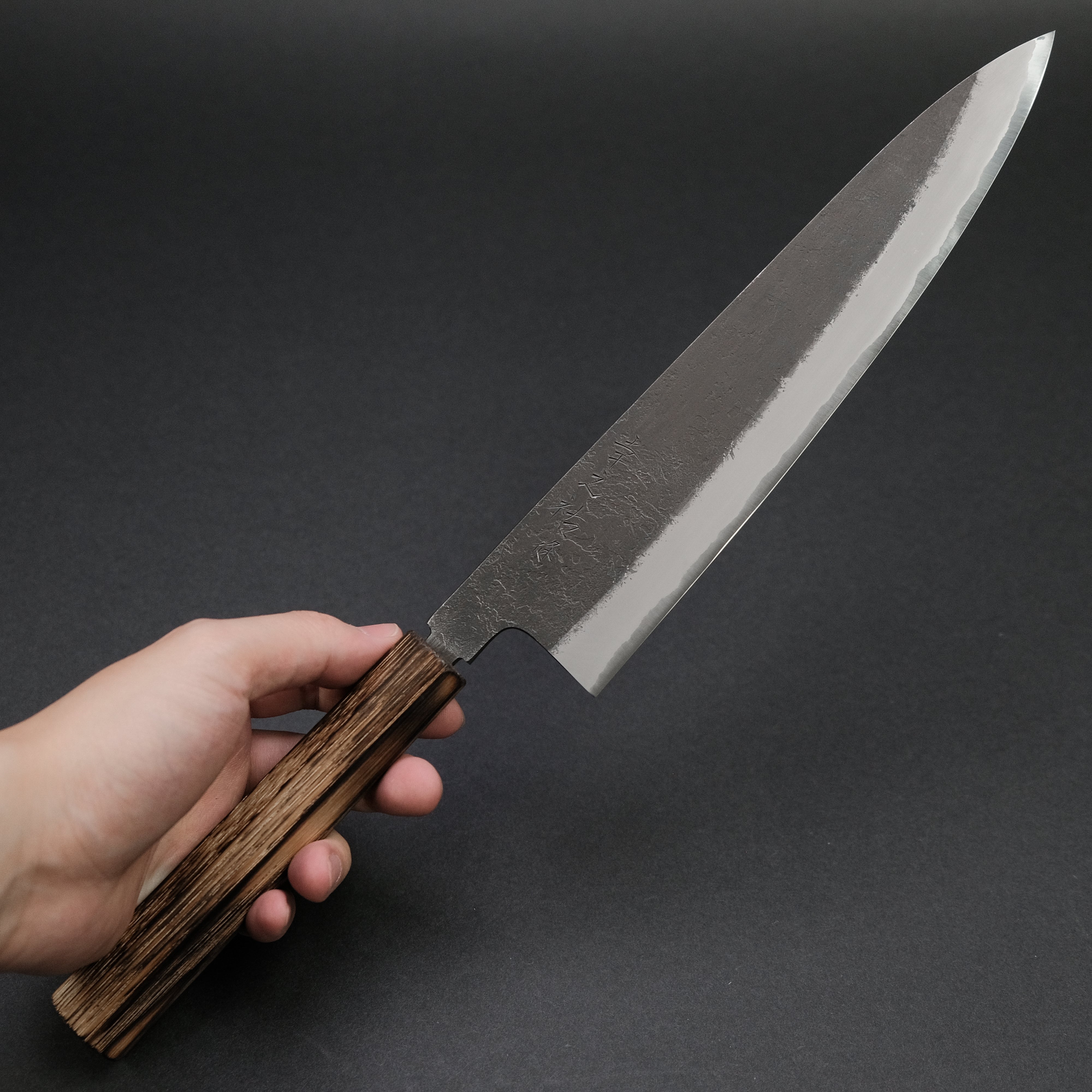 Premium Konosuke MB White #2 Nashiji Kurouchi Gyuto 240mm Japanese Chef Knife with Burnt Chestnut Handle - Perfect for Sushi, Meat Cutting & Professional Kitchen Use