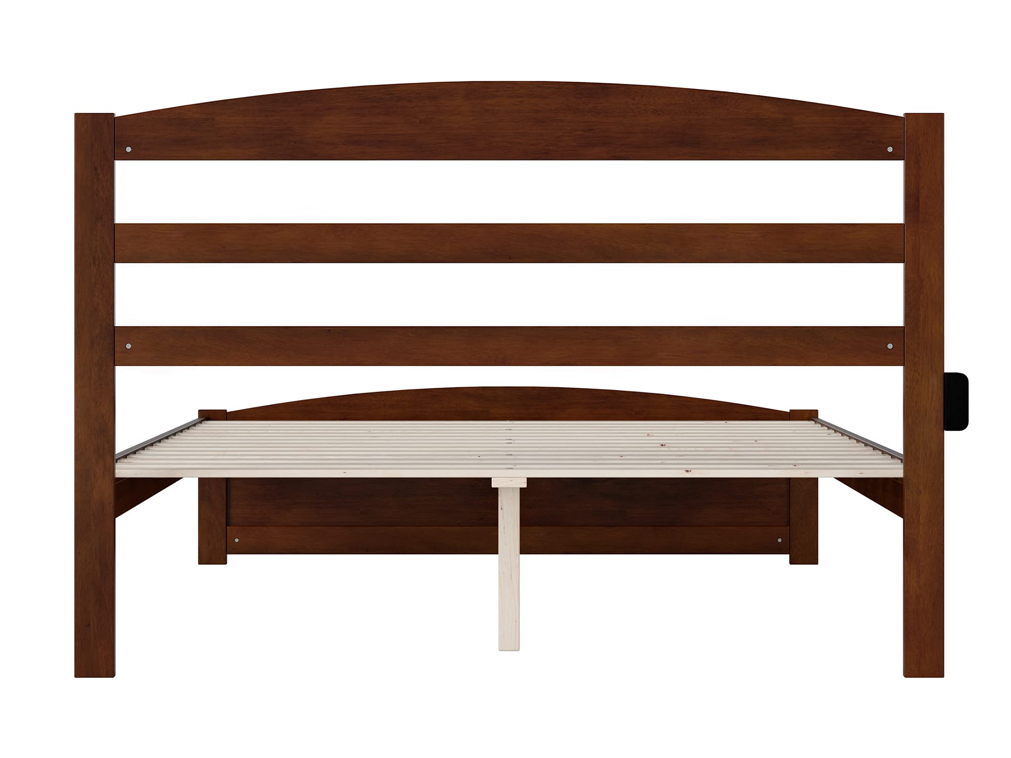 AFI Warren Queen Size Platform Bed with Footboard & USB Charging Station - Solid Walnut Wood Frame for Modern Bedroom, Guest Room or Master Suite