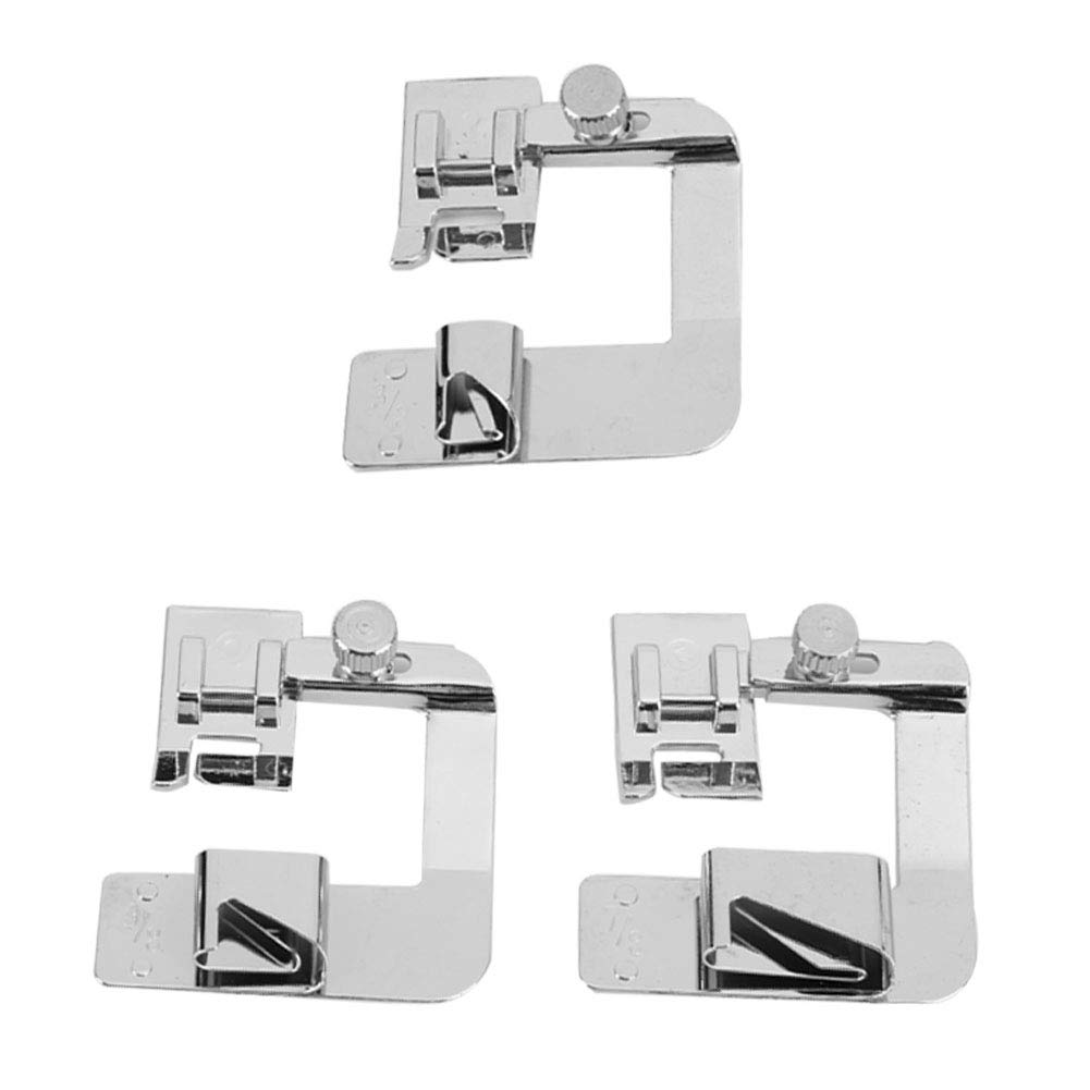 3Pcs Rolled Hem Foot Bias Tape Binder Presser Foot Set - Multifunctional Sewing Machine Attachment for Quilting, Dressmaking & DIY Crafts - Perfect for Hemming, Binding & Finishing Edges on Fabrics