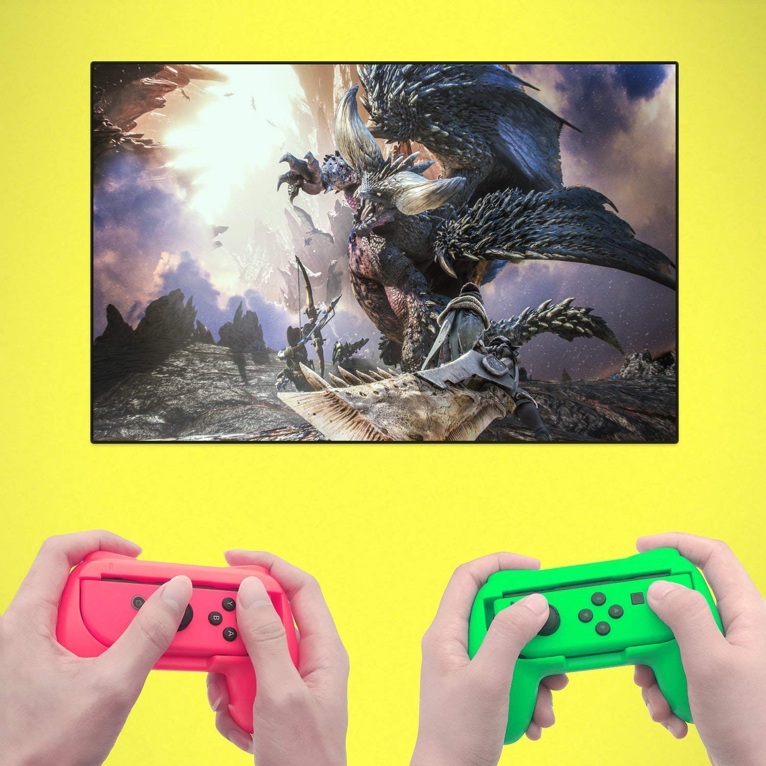FYOUNG Nintendo Switch Joy-Con Charging Dock & Hand Grips with USB-C Cable - Fast Charging Station for Switch & Switch OLED - Perfect for Gaming, Travel, and Multiplayer Sessions