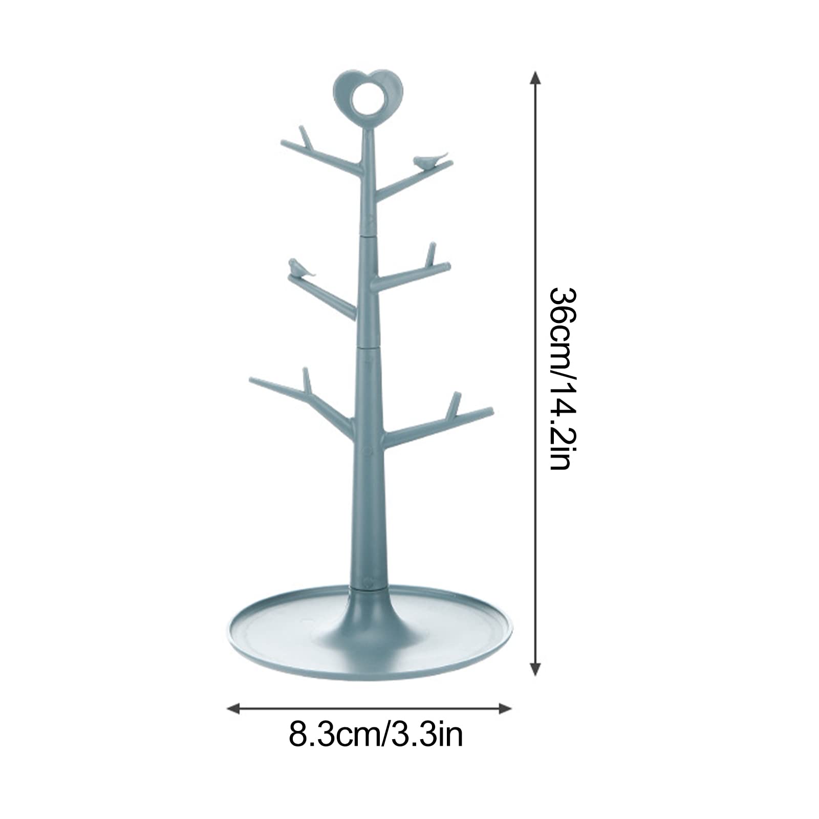 Firlar Tree-Shaped Coffee Cup Drain Rack - Space Saving Mug Holder for Kitchen Countertop | Grey Hanging Cup Organizer for Coffee Mug Display & Storage | Perfect for Home, Cafe, and Office Use
