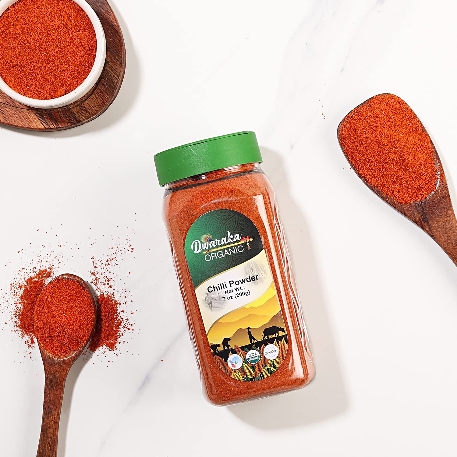 Organic Chili Powder 7oz - Non-GMO, All Natural, Healthy & Pure | Perfect for Cooking, Seasoning & Indian Cuisine