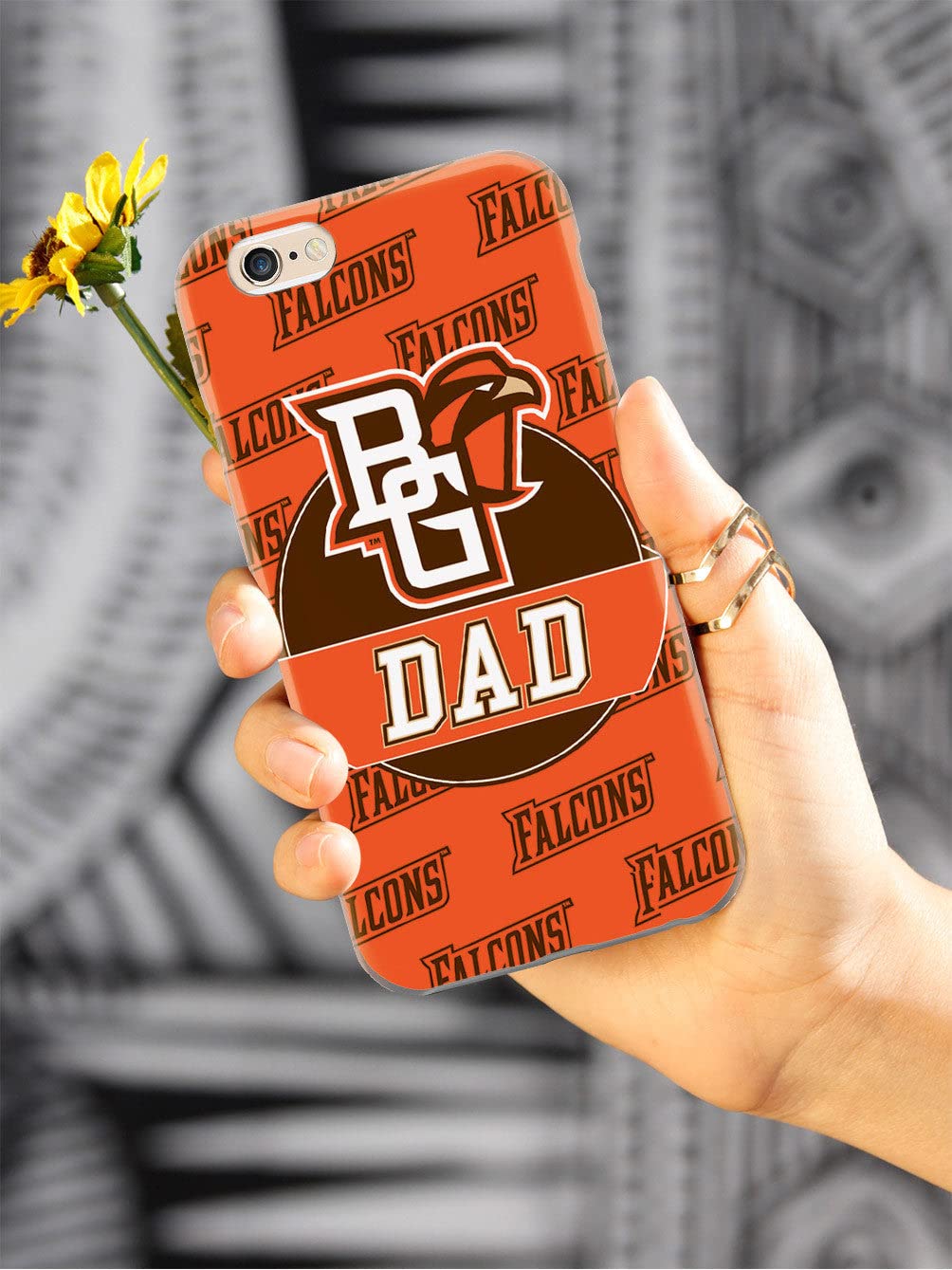 3D Textured iPhone 15 Pro Max Case - Shockproof Rubber Bumper Cover - Protective Phone Case for Apple iPhone 15 Pro Max (College Dad Bowling Green Falcons Design) - Perfect for Sports Fans & Daily Protection