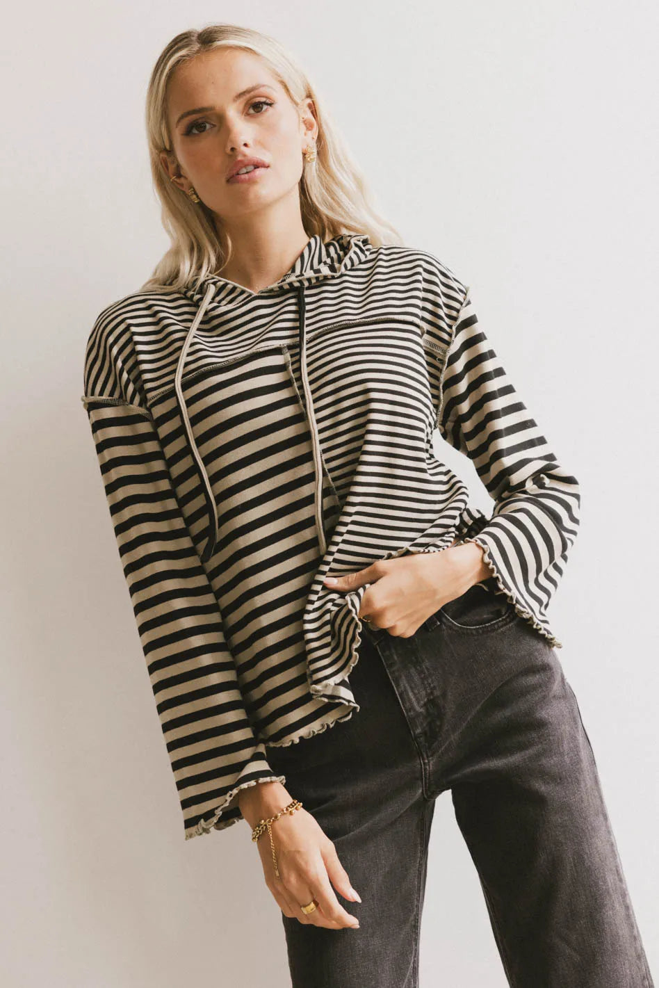 Libby Striped Hoodie for Women - Soft Cotton Pullover Sweatshirt with Kangaroo Pocket | Casual Loungewear, Fall & Winter Fashion, Outdoor Activities
