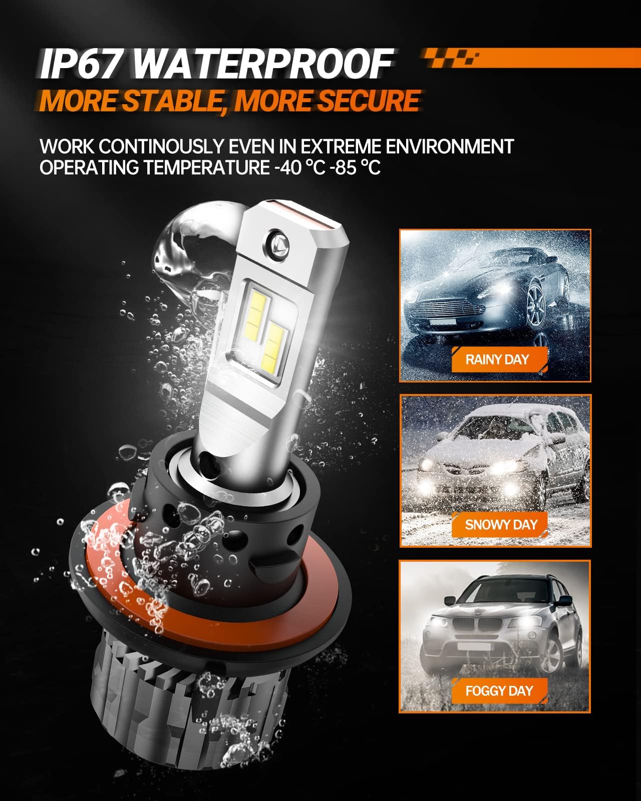 SEALIGHT H13 9008 LED Headlight Bulbs - 6500K Cool White, 60,000+ Hours Lifespan, 15,000RPM Turbo Fan Cooling - Plug & Play Hi/Lo Beam Combo - Perfect for Fog Lights Replacement (Pack of 2) - Upgrade Your Night Driving Safety & Visibility
