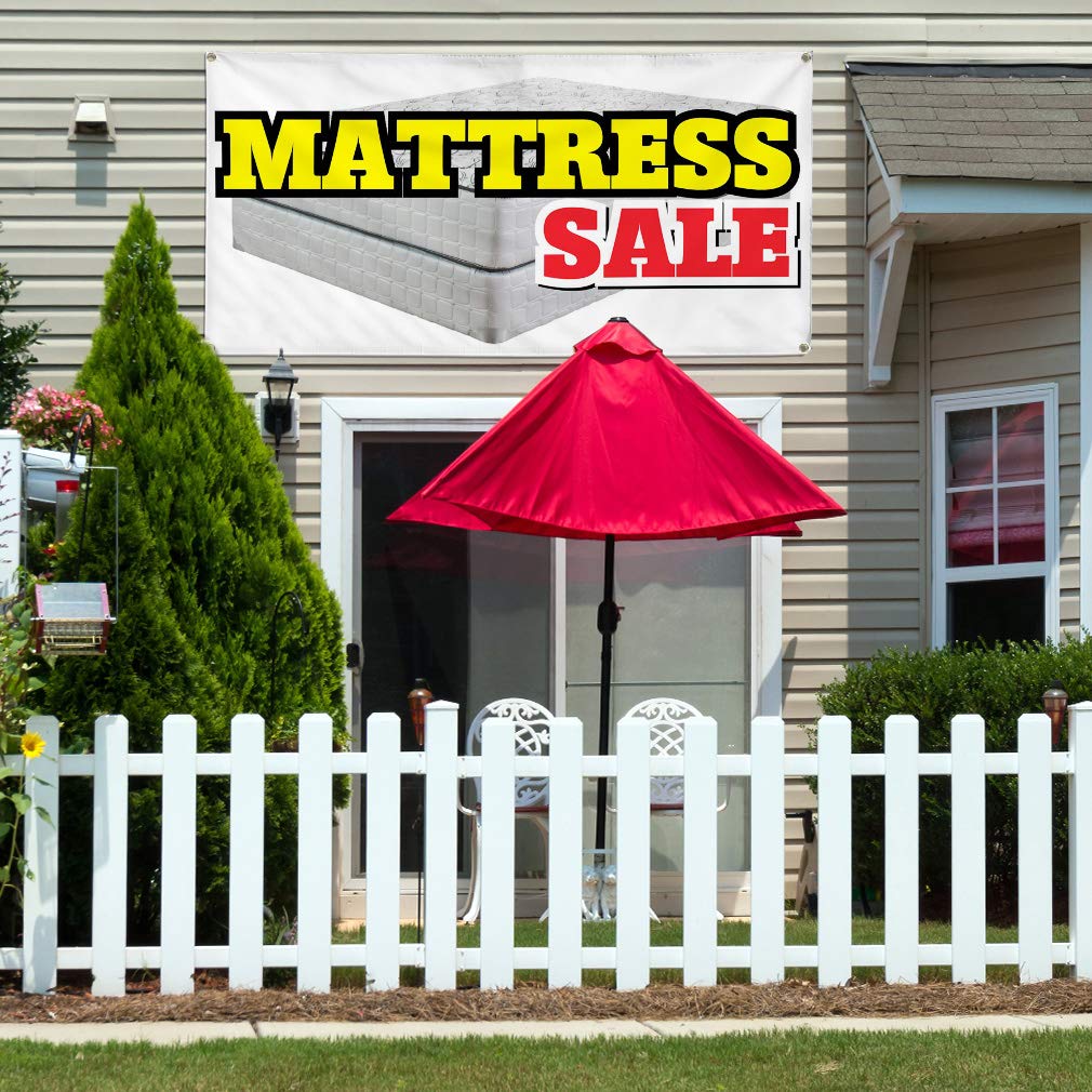 Vinyl Banner - Multiple Sizes (48x96 Inches) - Weatherproof Mattress Sale Sign for Business & Outdoor Use - White with 8 Grommets - Perfect for Retail Stores, Yard Sales & Industrial Advertising