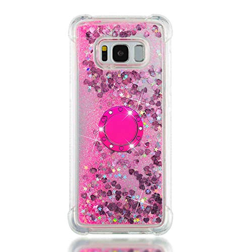 Samsung Galaxy S8 Case - Glitter Liquid Quicksand Sparkle Phone Cover with Kickstand | Slim Silicone Gel Protective Case | Shockproof & Anti-Scratch | Perfect for Daily Use, Work, and Travel (Pink)