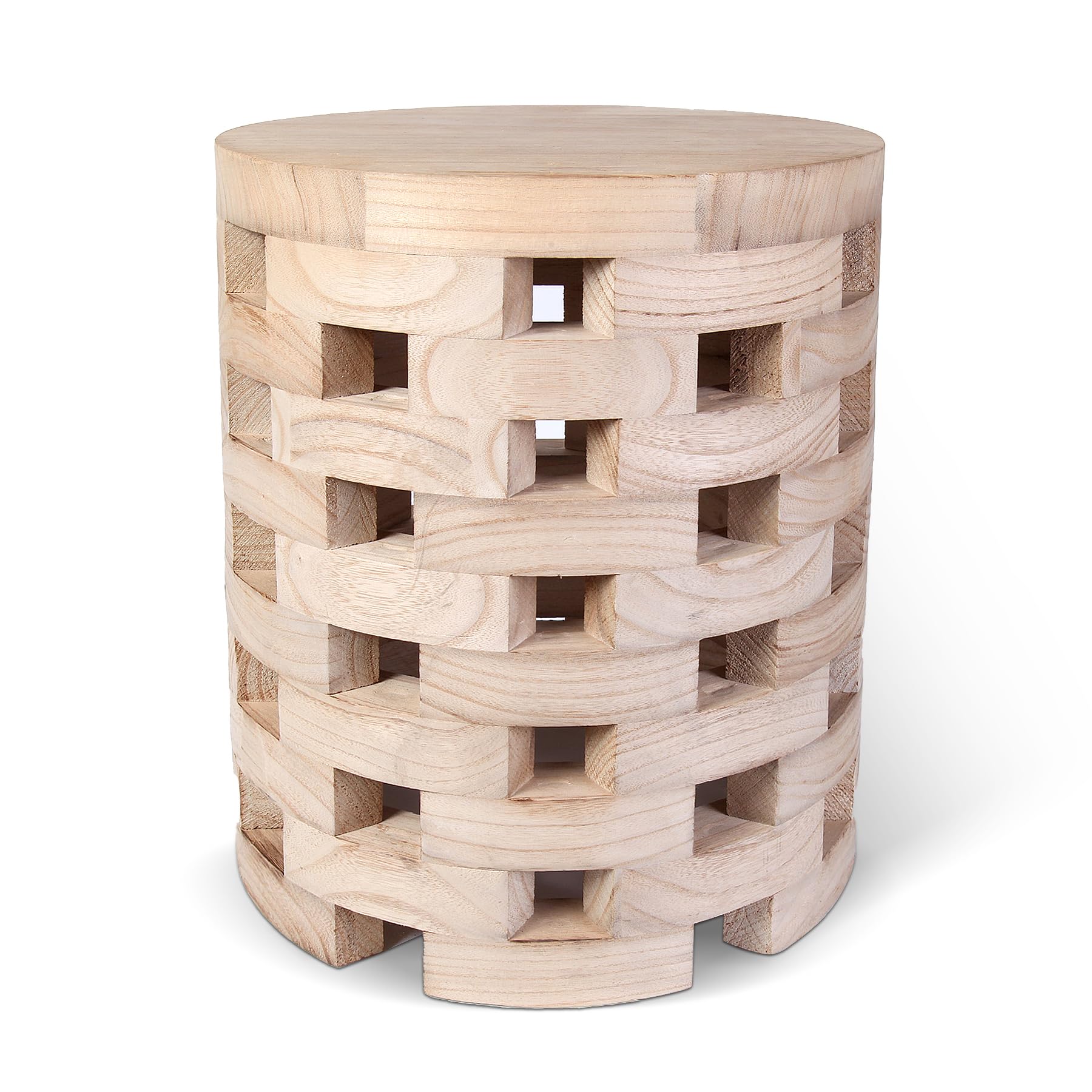 Hand Carved Rustic Wood Tree Stump Side Table - 17.32