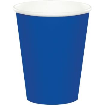 9oz Disposable Paper Hot & Cold Cups - 24 Pack Cobalt Blue for Coffee, Tea, and Iced Beverages - Perfect for Office, Parties, and Picnics
